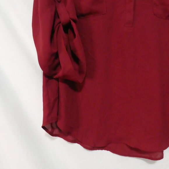 TORRID - Harper | size 2 | Chic Burgundy Blouse | Roll-Up Sleeves | Pockets - Picture 8 of 16